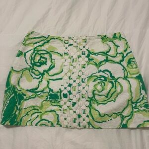 Lilly Pulitzer Floral Green and White Skirt